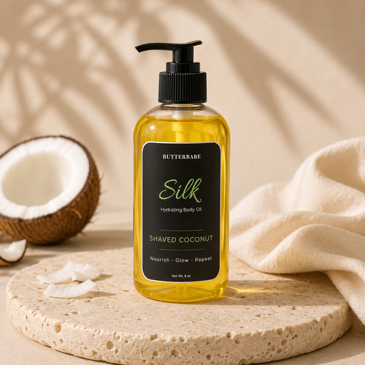 SILK Body Oil- Shaved Coconut
